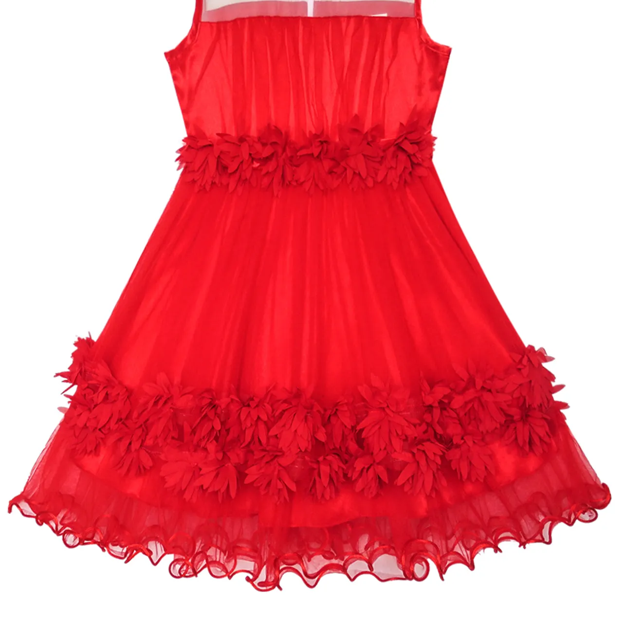 Girls Dress Dimensional Flower Birthday Wedding Dress Size 5-12 Years