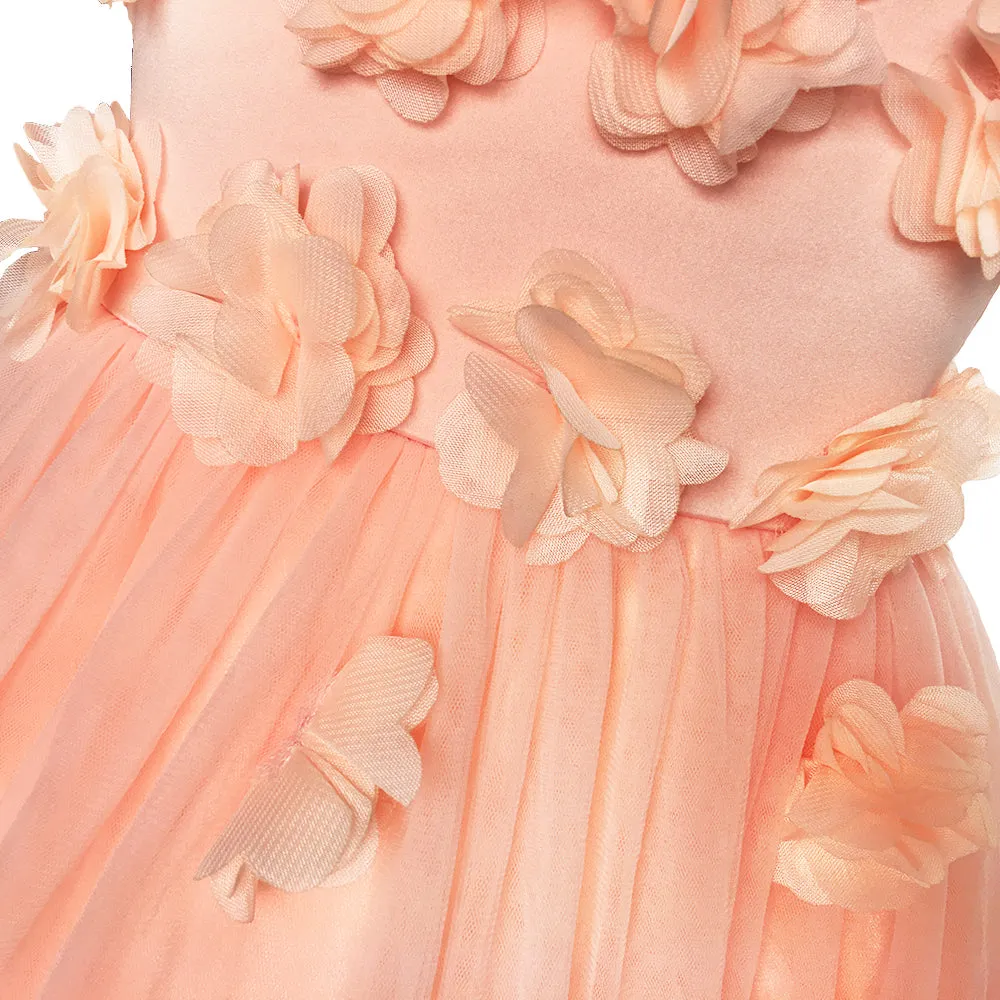 Girls Dress Dimensional Flower Birthday Wedding Dress Size 5-12 Years