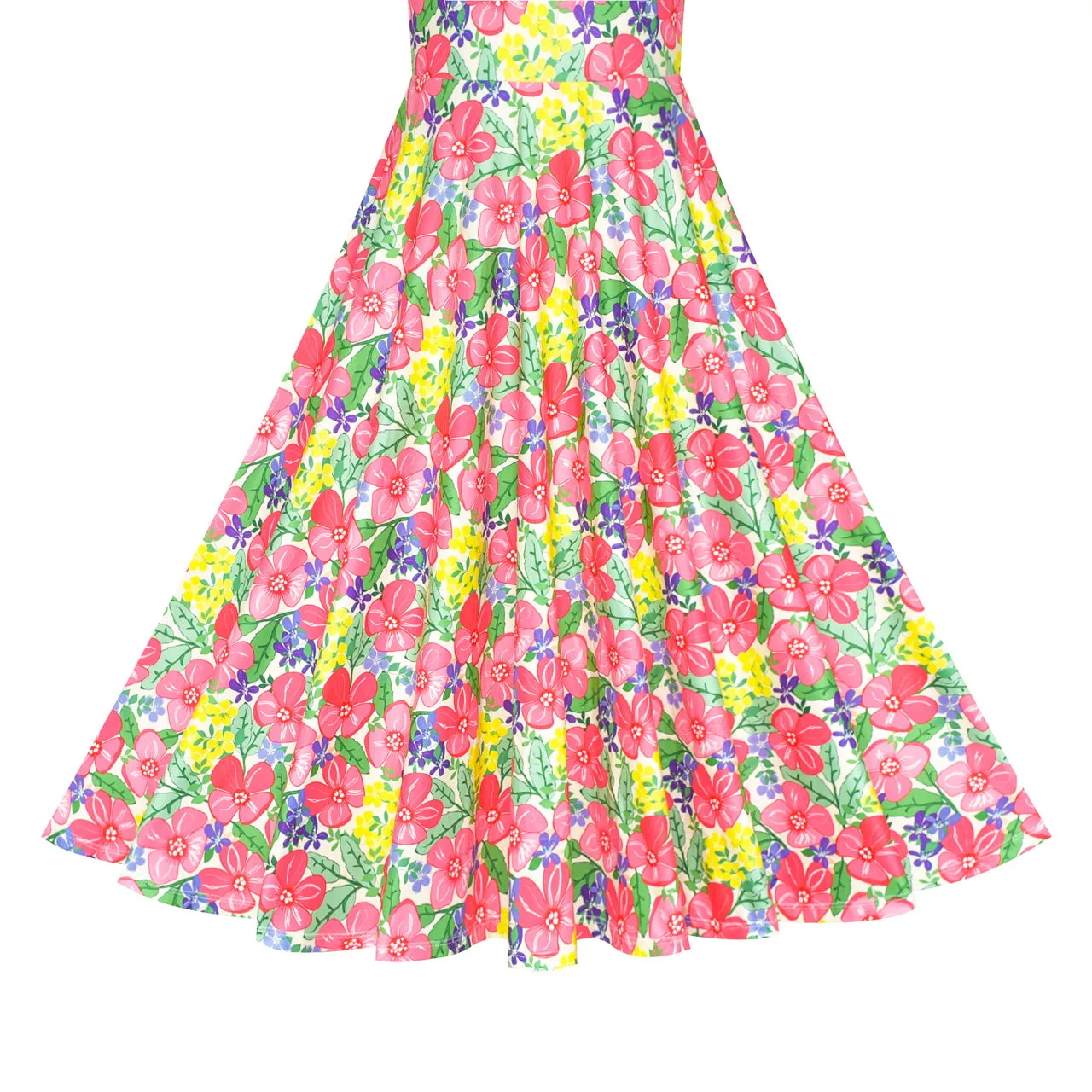 Girls Dress Floral Maxi Dress Open Back Bow Tie Casual Size 4-10 Years