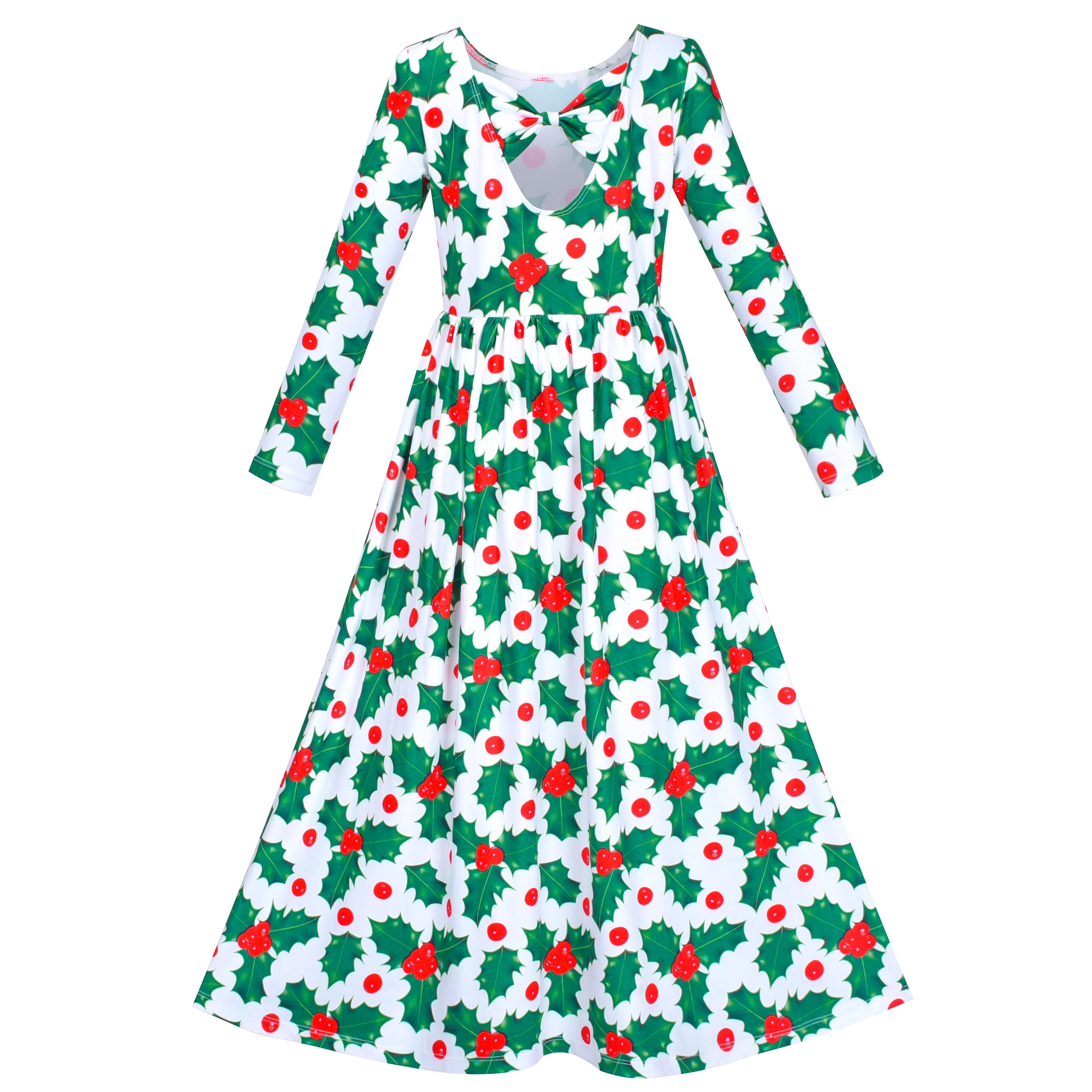 Girls Dress Floral Maxi Dress Open Back Bow Tie Casual Size 4-10 Years