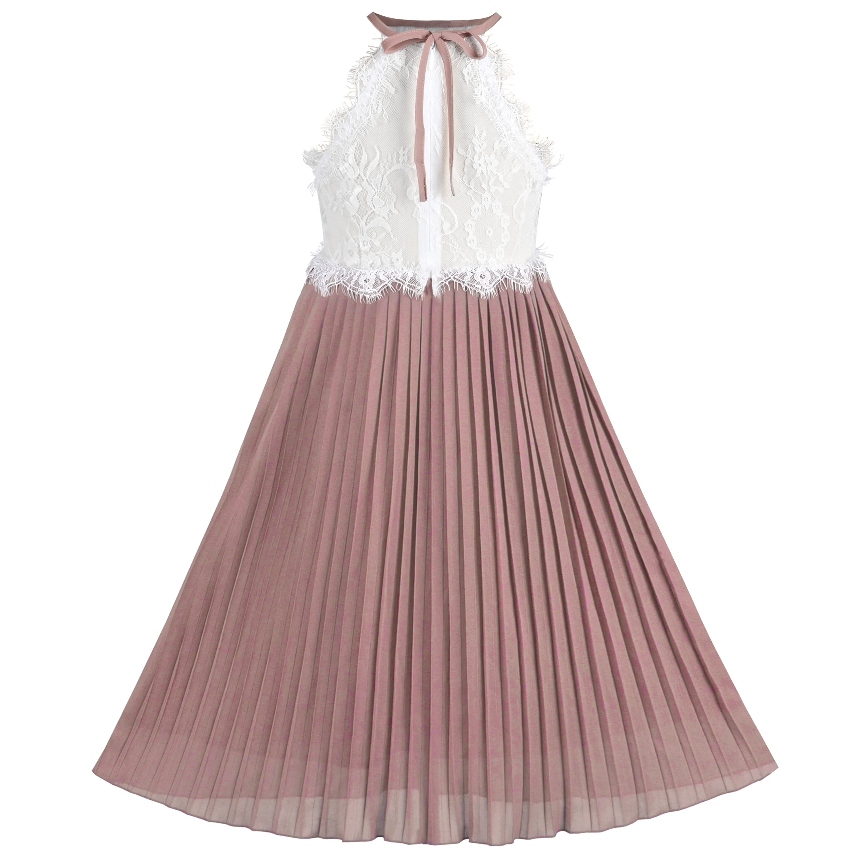 Girls Dress Haze Halter Princess Pleated Formal Party Wedding Size 6-12 Years