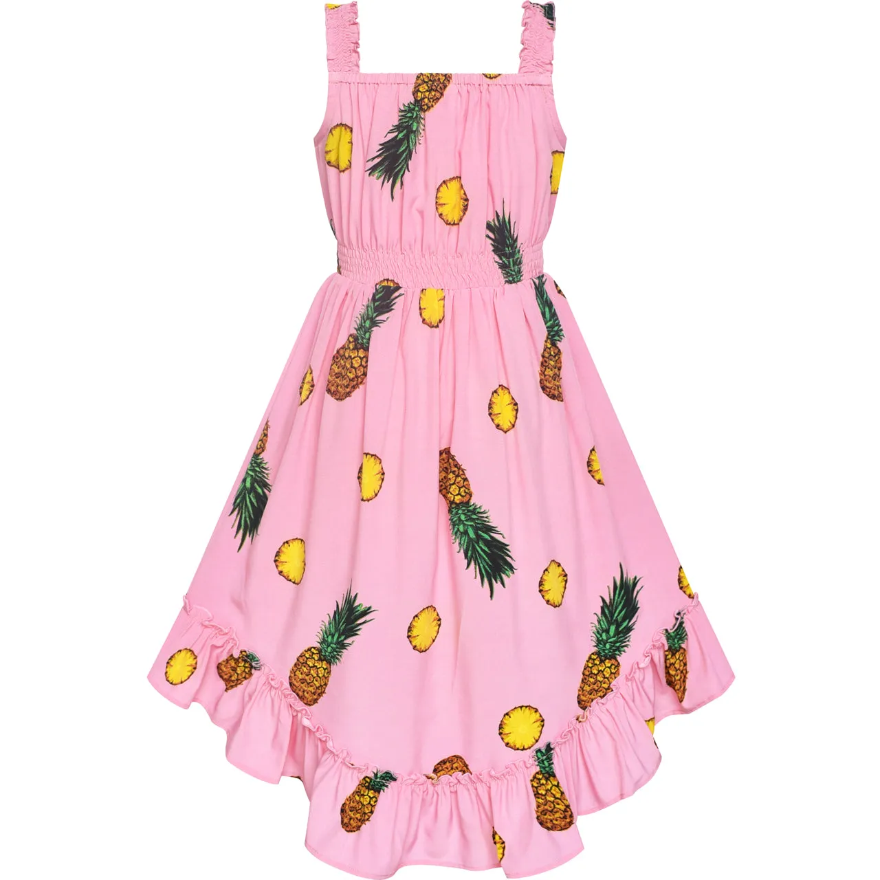 Girls Dress Leaf Sleeveless Summer Party Size 6-14 Years
