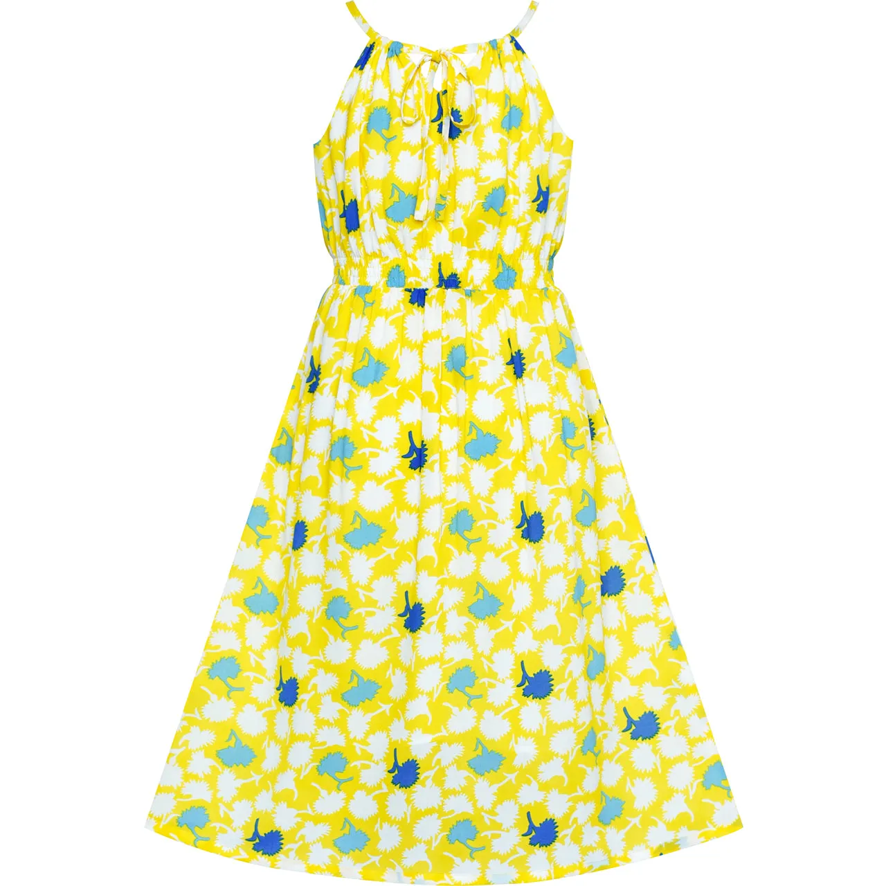Girls Dress Leaf Sleeveless Summer Party Size 6-14 Years