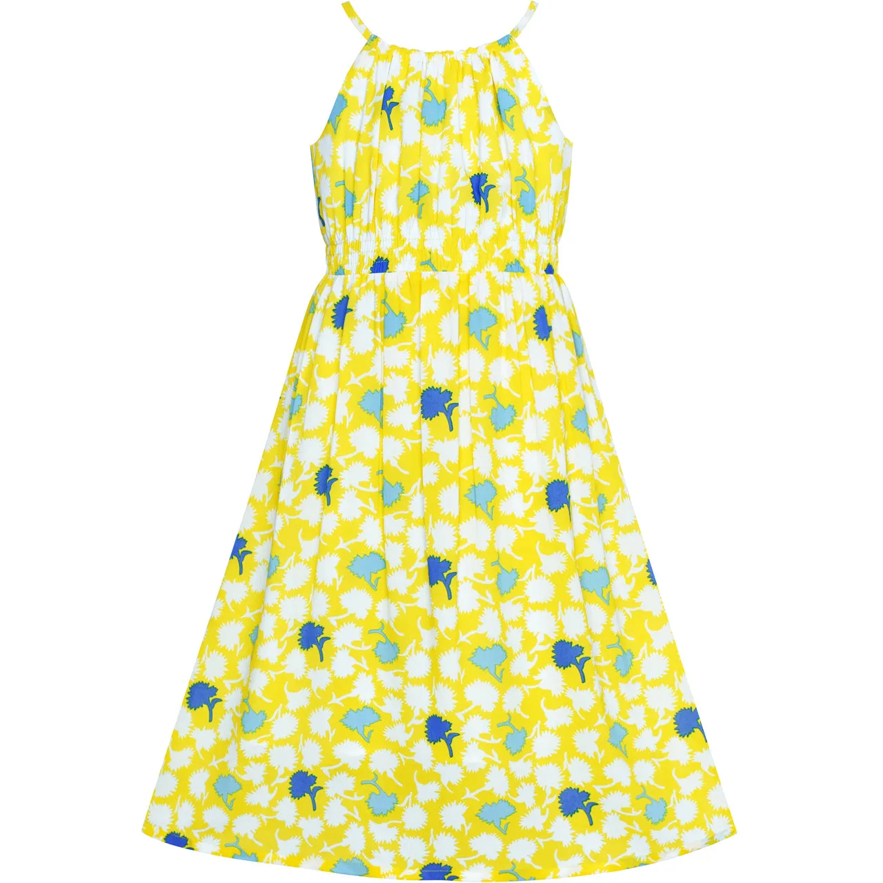 Girls Dress Leaf Sleeveless Summer Party Size 6-14 Years