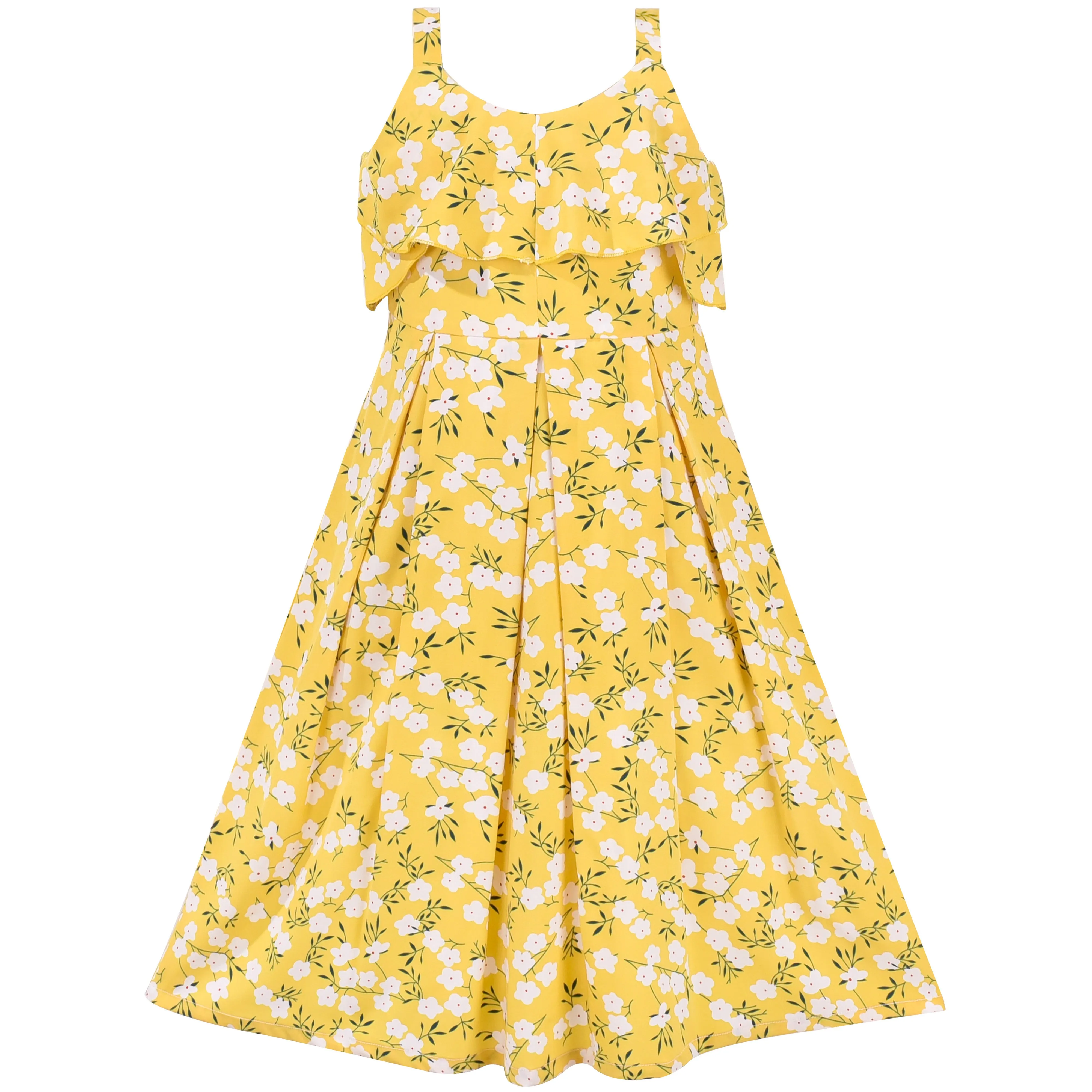 Girls Dress Leaf Sleeveless Summer Party Size 6-14 Years