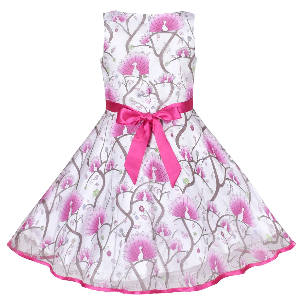 Girls Dress Purple Bow Tie Peacock Wedding Party Tulle Sleeveless Size 4-12 Years