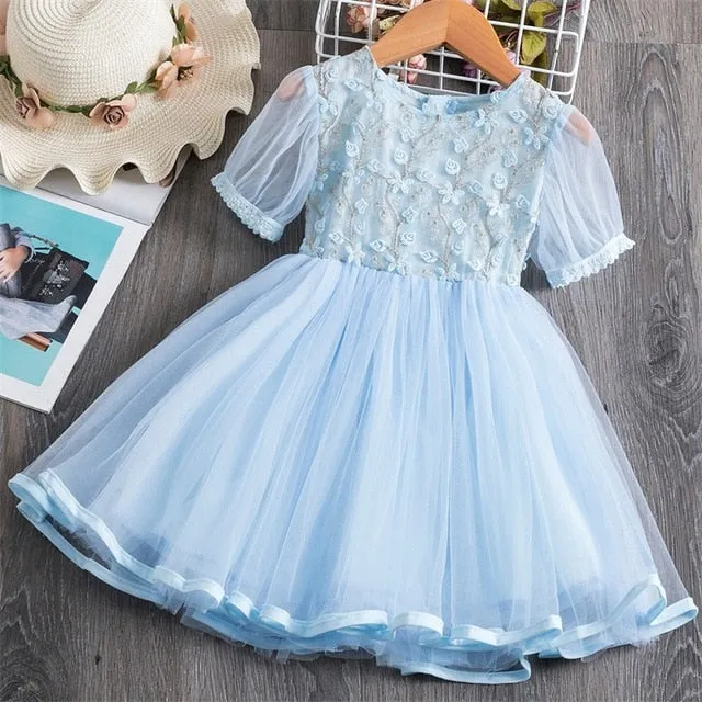 Girls Summer Lace And Ball Design Party Dress