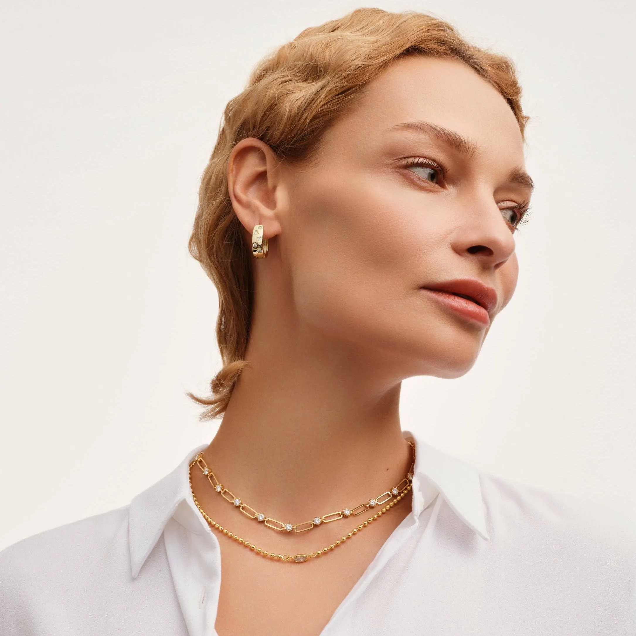 Golden Dainty Floral Station Necklace