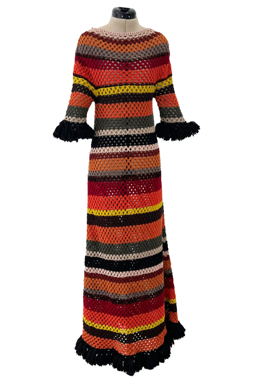 Gorgeous Resort 2018 Christian Dior by Maria Grazia Chiuri Stripe Knit Dress w Fringing