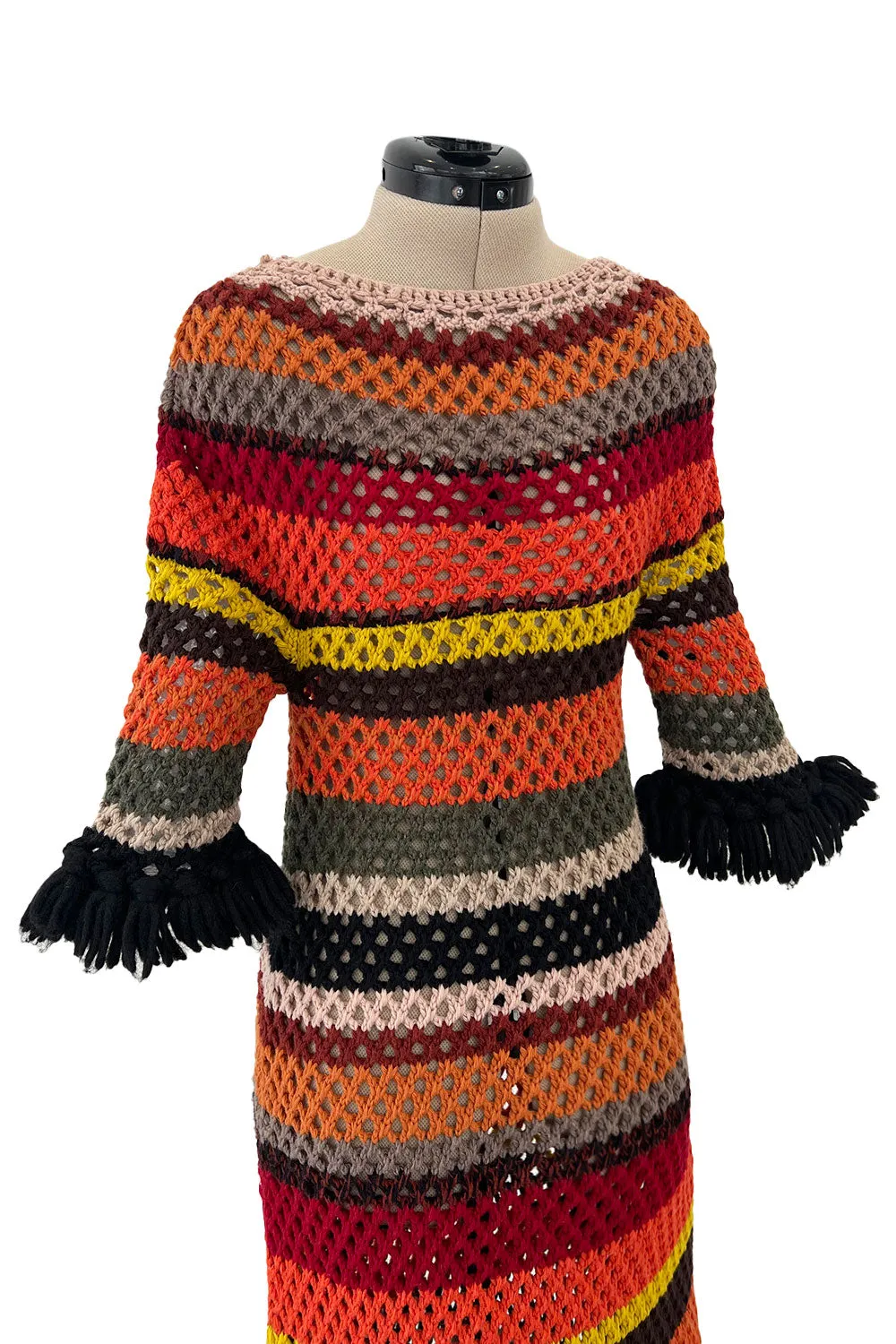 Gorgeous Resort 2018 Christian Dior by Maria Grazia Chiuri Stripe Knit Dress w Fringing
