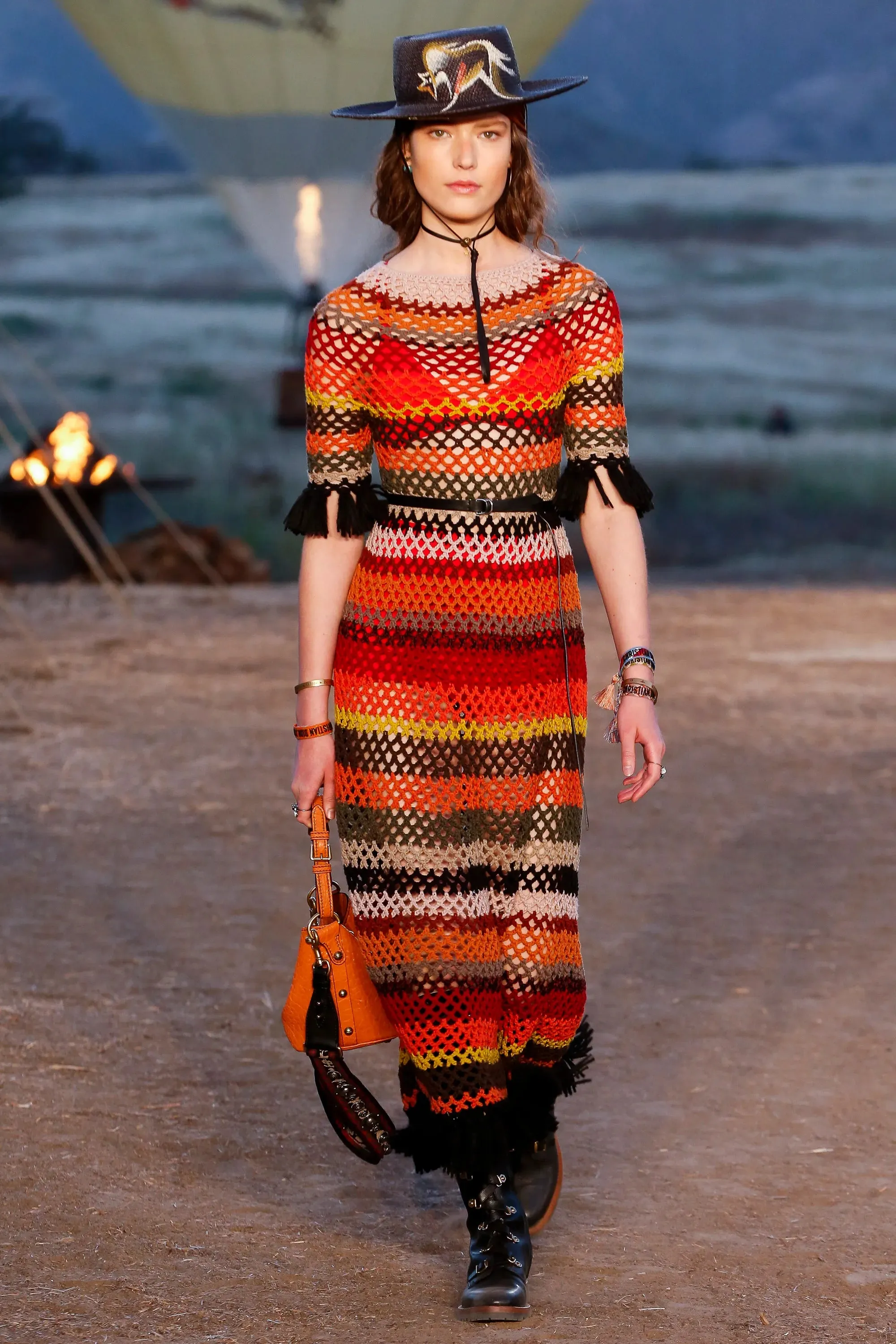 Gorgeous Resort 2018 Christian Dior by Maria Grazia Chiuri Stripe Knit Dress w Fringing