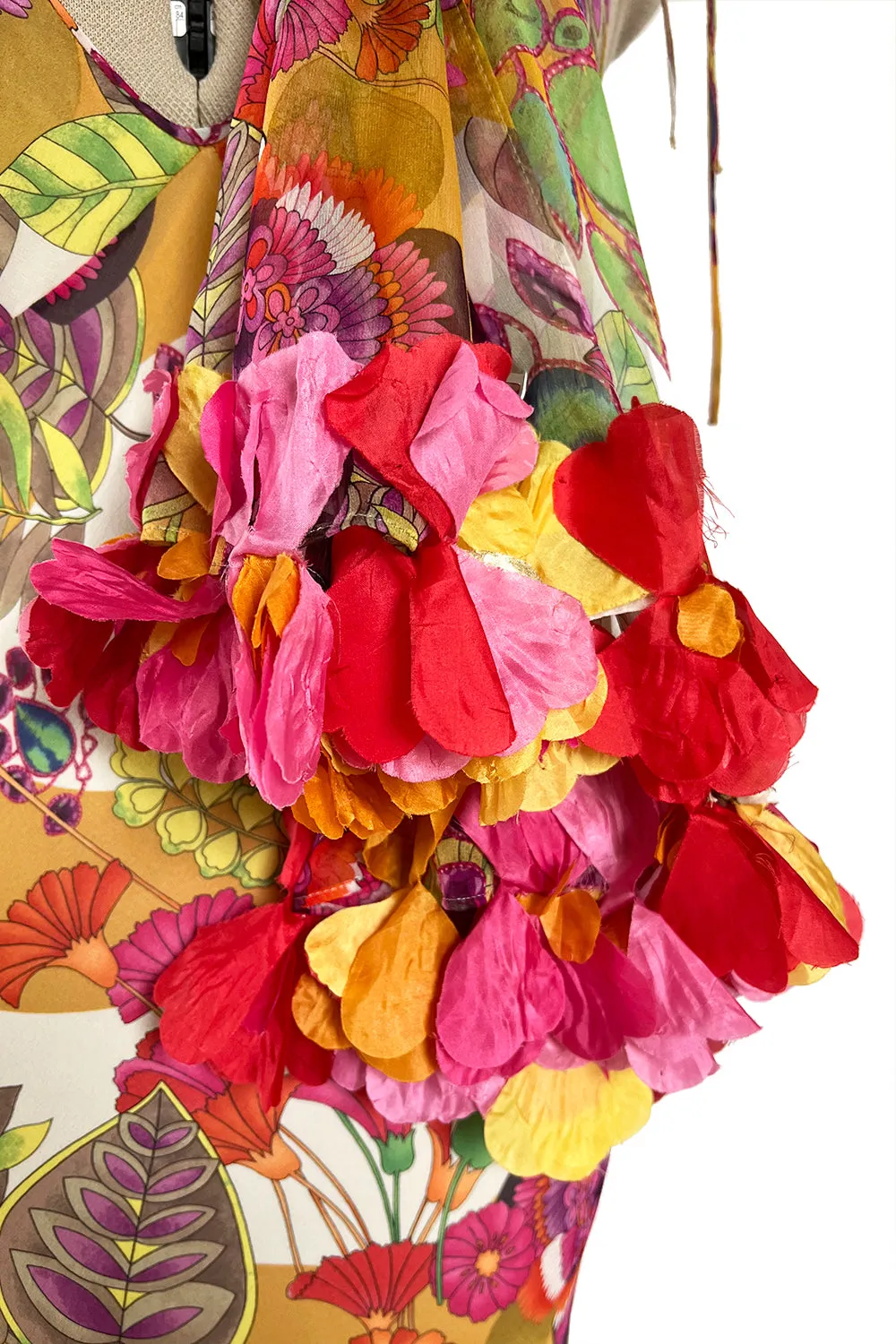 Gorgeous Spring 2005 Christian Dior by John Galliano Silk Print Dress w Flowered Edge Scarf