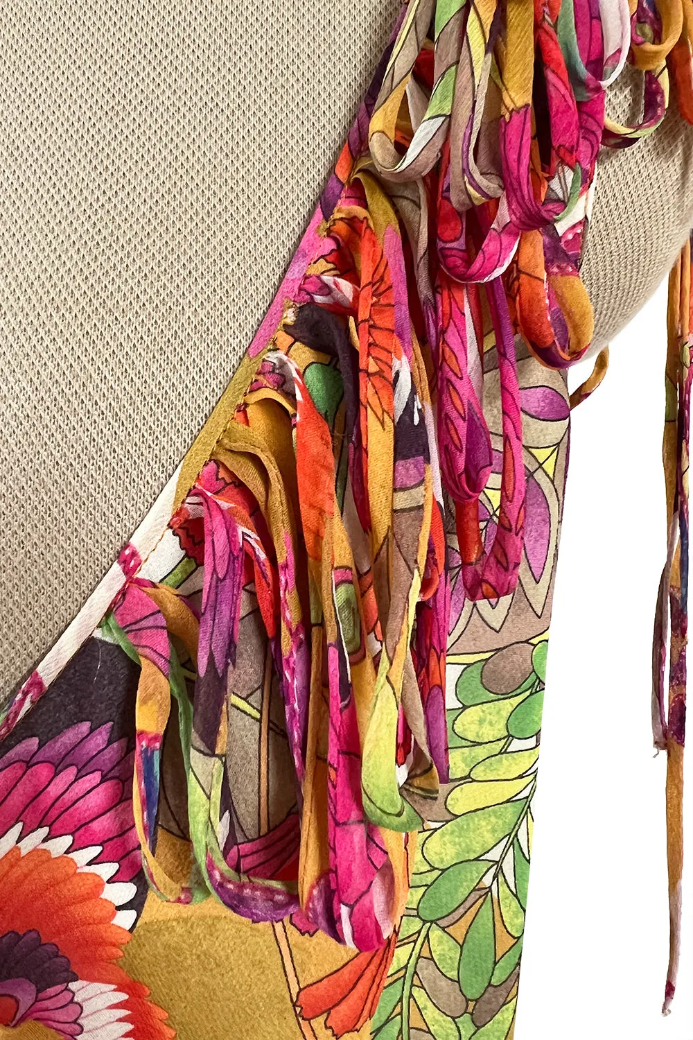 Gorgeous Spring 2005 Christian Dior by John Galliano Silk Print Dress w Flowered Edge Scarf