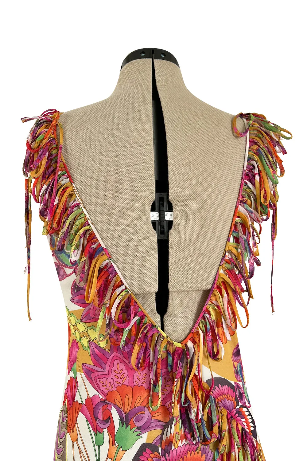 Gorgeous Spring 2005 Christian Dior by John Galliano Silk Print Dress w Flowered Edge Scarf