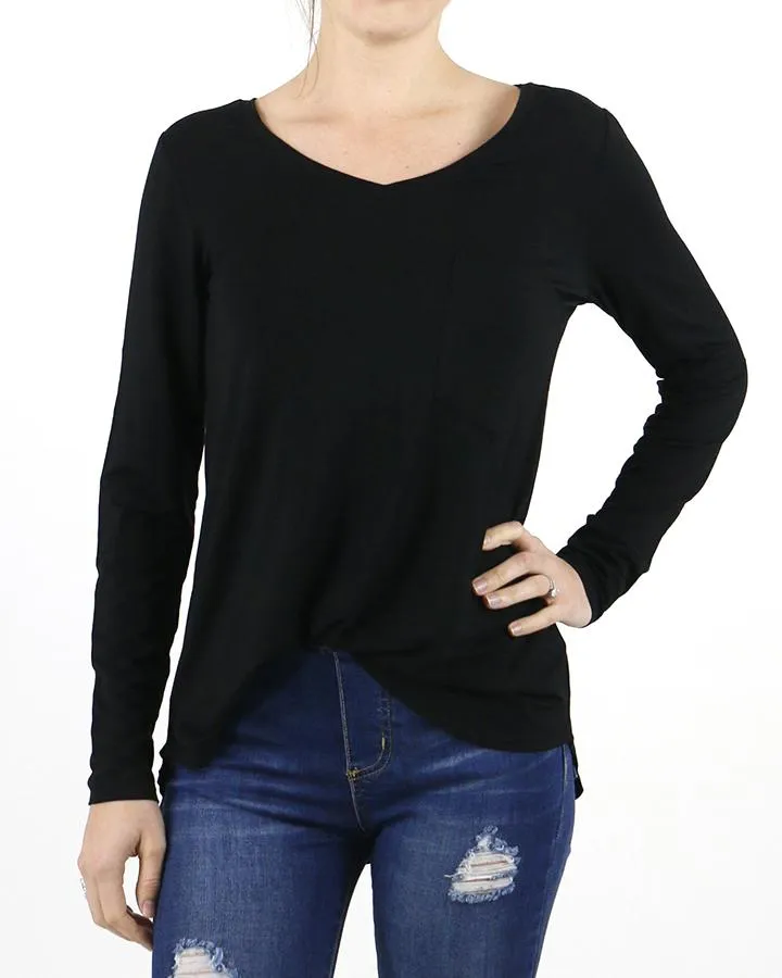 Grace & Lace Long Sleeve Pocket Tee - Solids