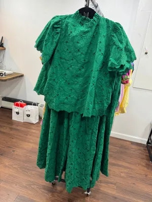 Green Eyelet Lace Pants
