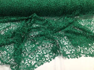Green paisley flower guipure, wedding/bridal/prom/nightgown fabric. Sold by the yard.