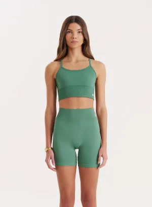 Green Racer Back Seamless Sports Bra- Jenna