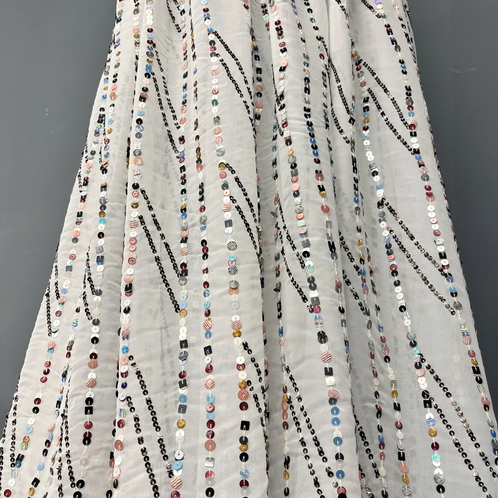 Hand Sequined Chiffon Fabric 100% Polyester Approximately 48" Wide | Lace USA - GD-04