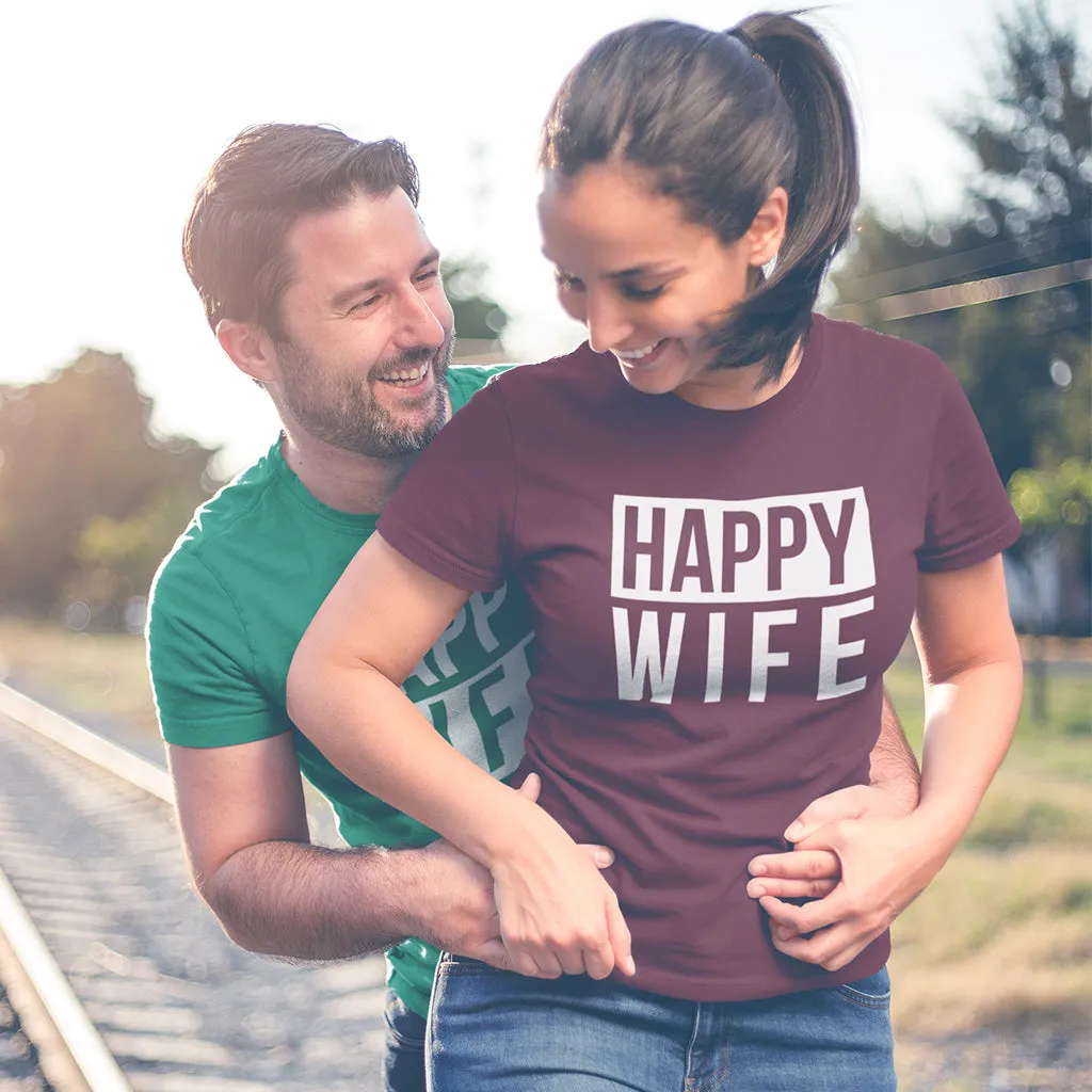 Happy Life & Happy Wife- custom date Matching t-shirts for Couples