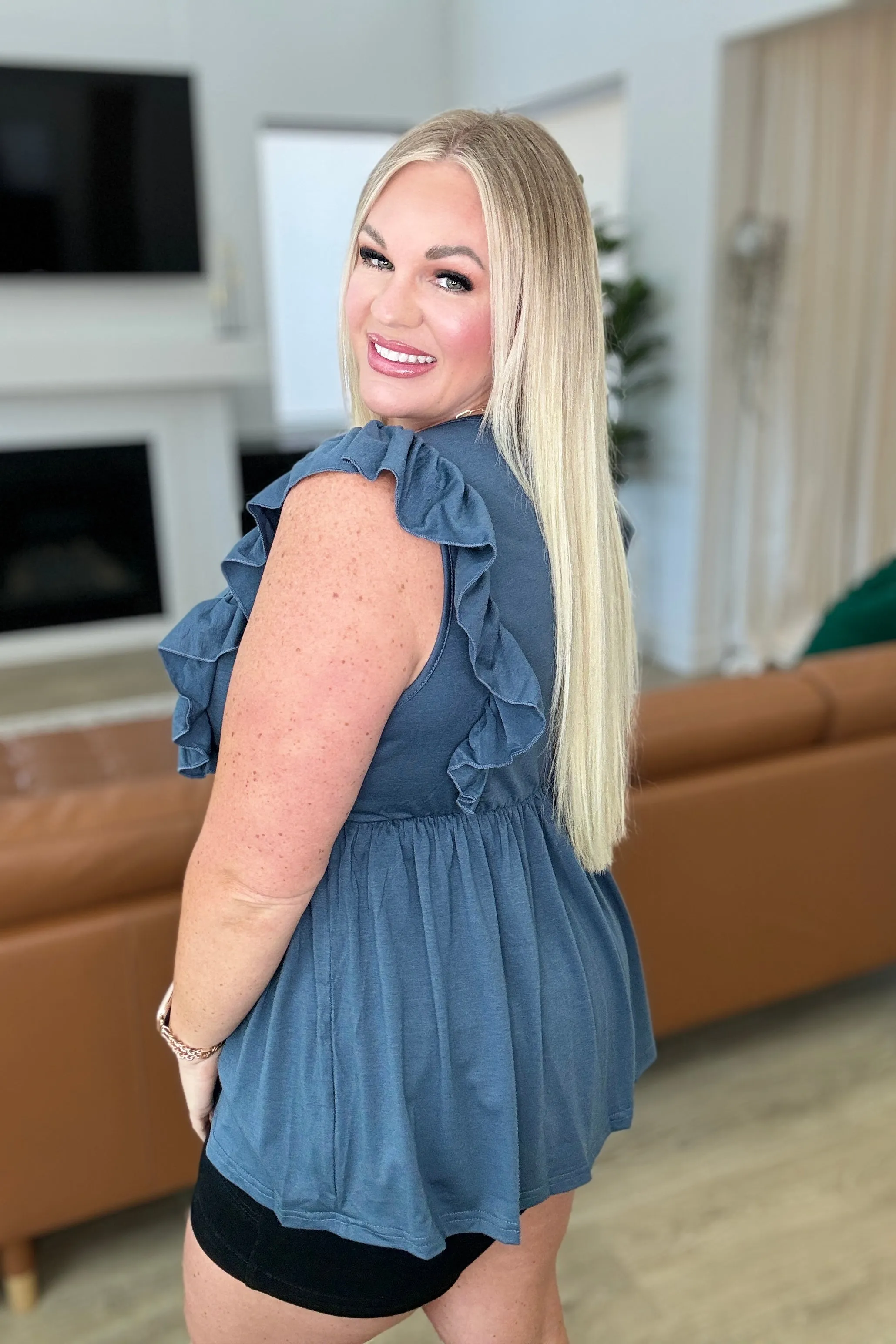 Hazel Blues® |  Before Now Ruffled Babydoll Top