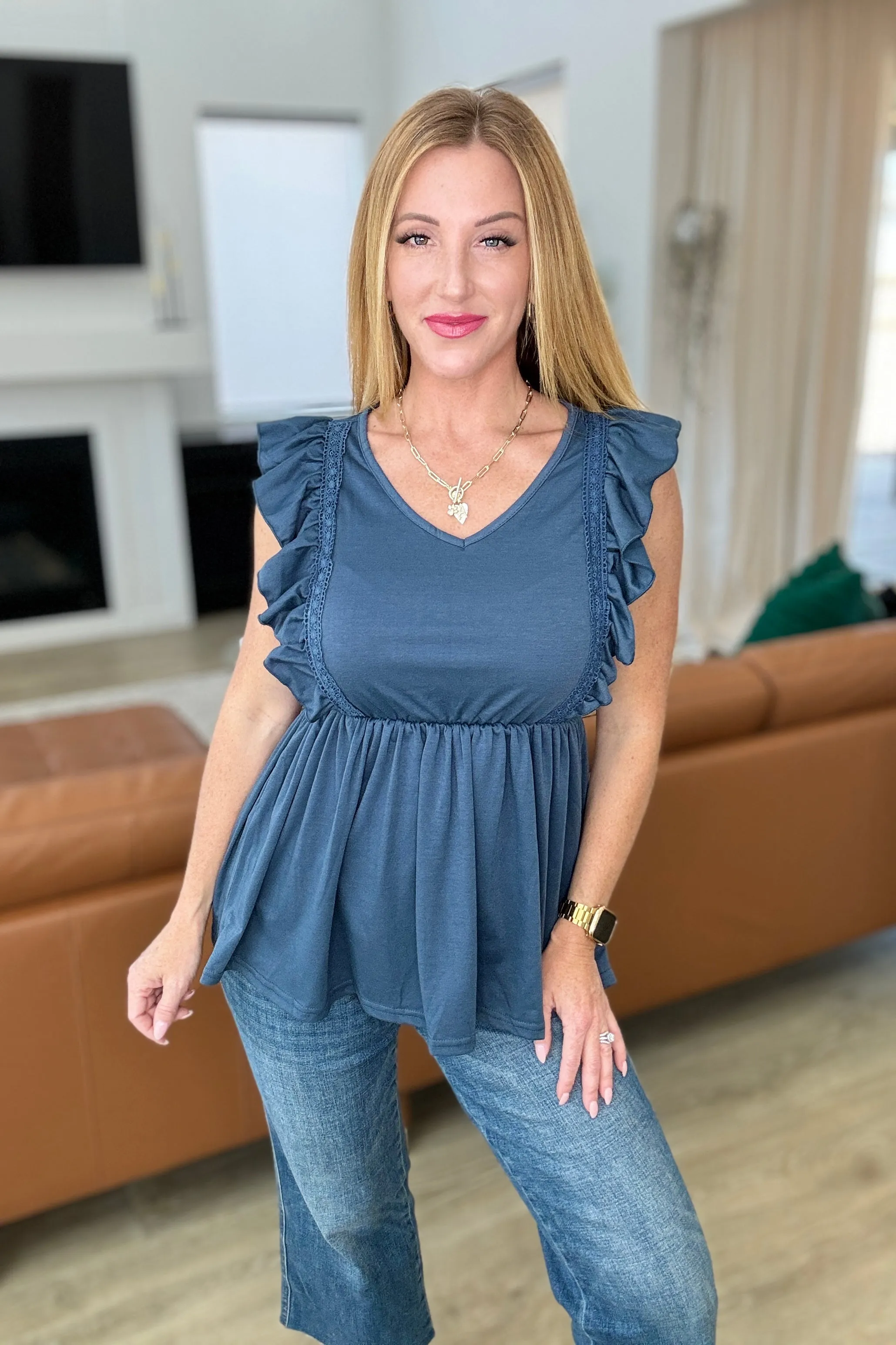 Hazel Blues® |  Before Now Ruffled Babydoll Top