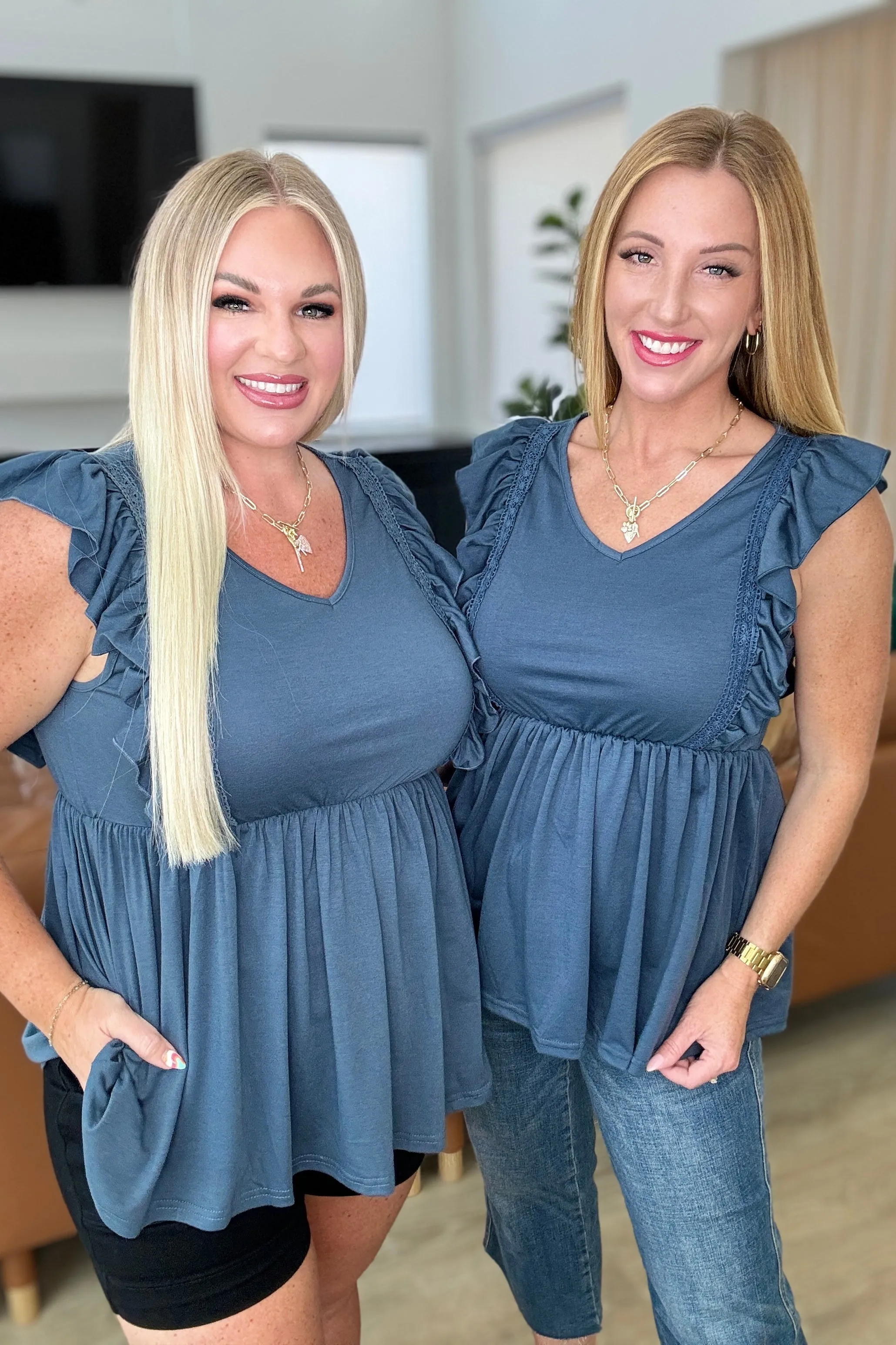 Hazel Blues® |  Before Now Ruffled Babydoll Top