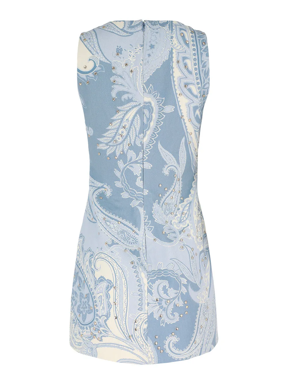 Hemant and Nandita Square Neck Mini Dress in Powder Blue