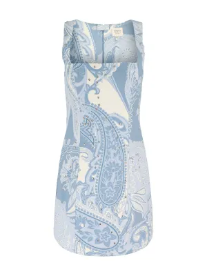 Hemant and Nandita Square Neck Mini Dress in Powder Blue