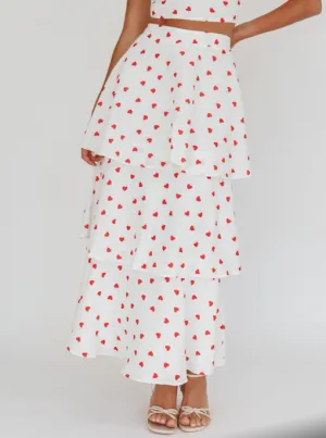 High Rise Ruffle Maxi Skirt