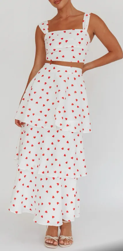 High Rise Ruffle Maxi Skirt
