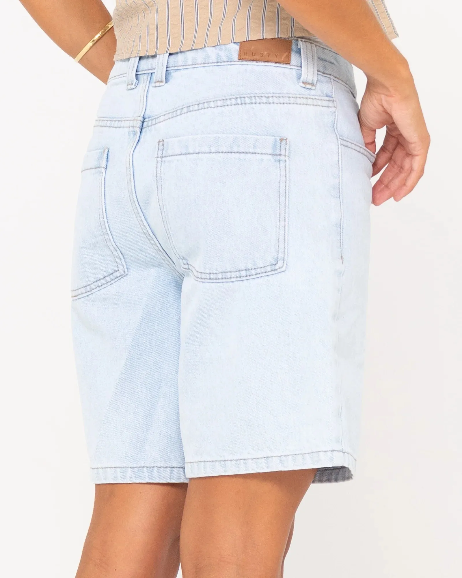 High Volume 18 Inch Denim Jort - Sky Blue Heather