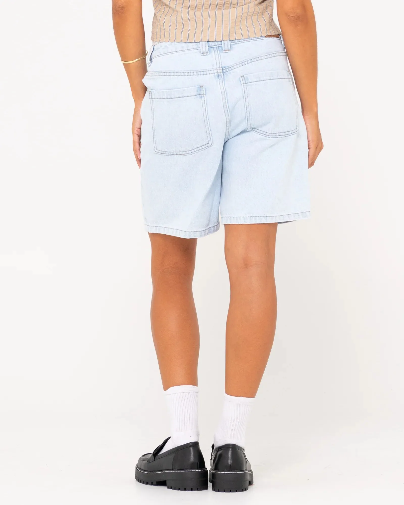 High Volume 18 Inch Denim Jort - Sky Blue Heather