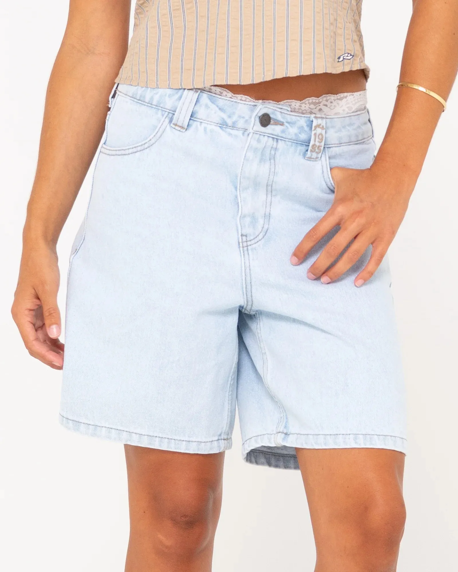 High Volume 18 Inch Denim Jort - Sky Blue Heather
