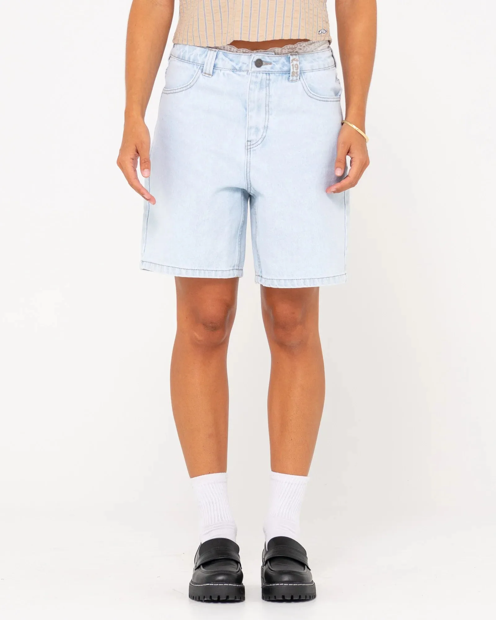 High Volume 18 Inch Denim Jort - Sky Blue Heather