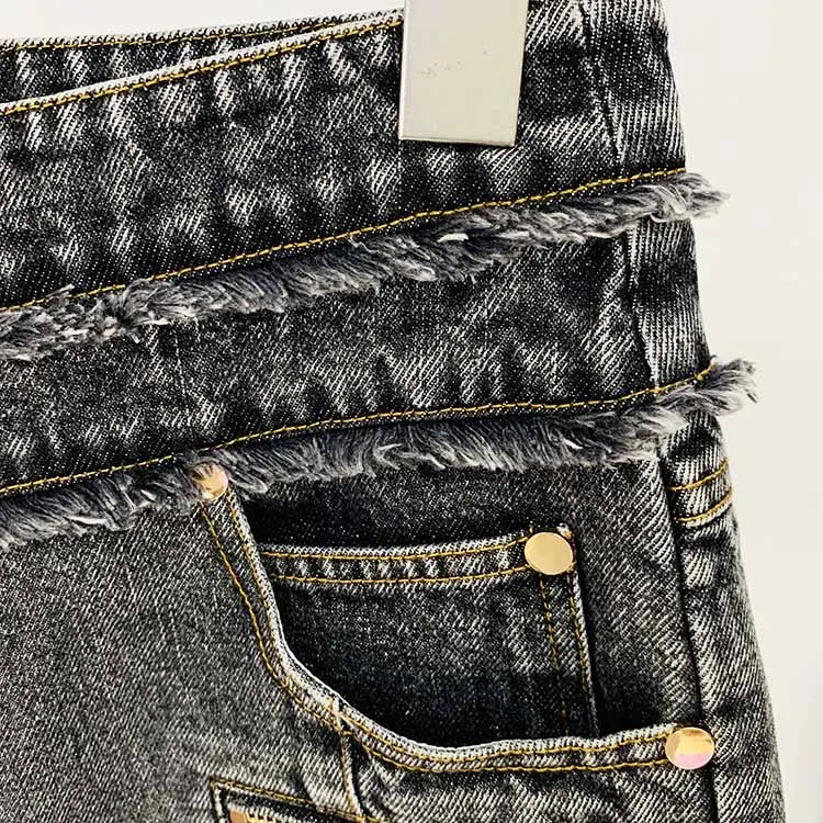 High-Waisted Faded Denim Tank Top   Shorts Suit