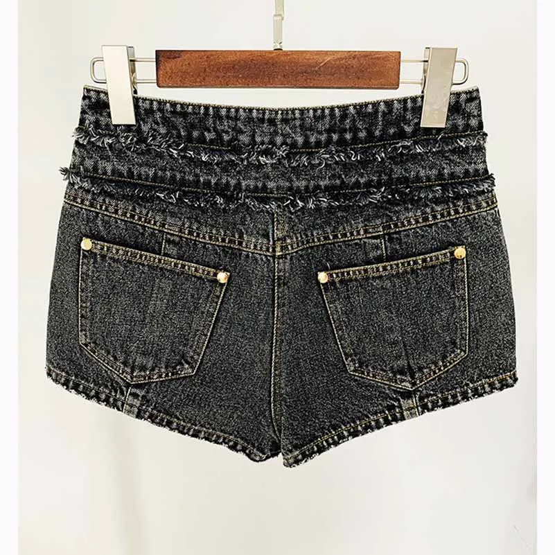 High-Waisted Faded Denim Tank Top   Shorts Suit