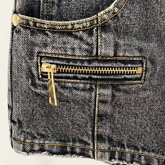 High-Waisted Faded Denim Tank Top   Shorts Suit
