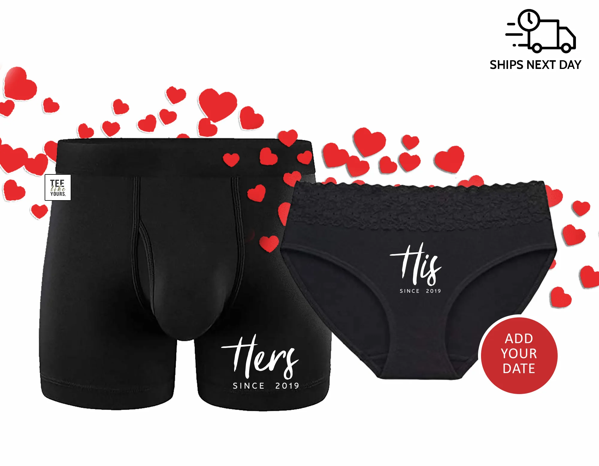 His & Hers - Couple Matching Underwear | Panties and Boxer Brief Set | Husband Wife Valentine's Day gift | Wedding Anniversary Custom Gift