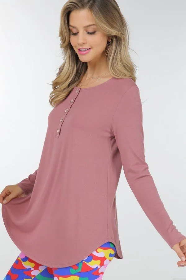 It's a Lounging Kind of Day Long Sleeve Tee in Dusty Rose