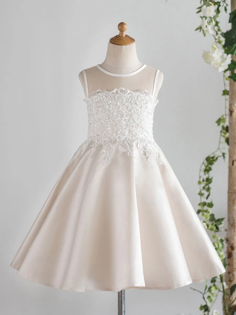 Jewel Neck Sleeveless Beaded Kids Party Dresses
