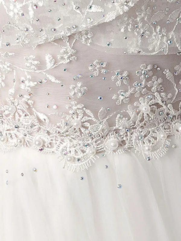 Jewel Neck Tulle Sleeveless Asymmetrical Princess Embroidered Kids Party Dresses