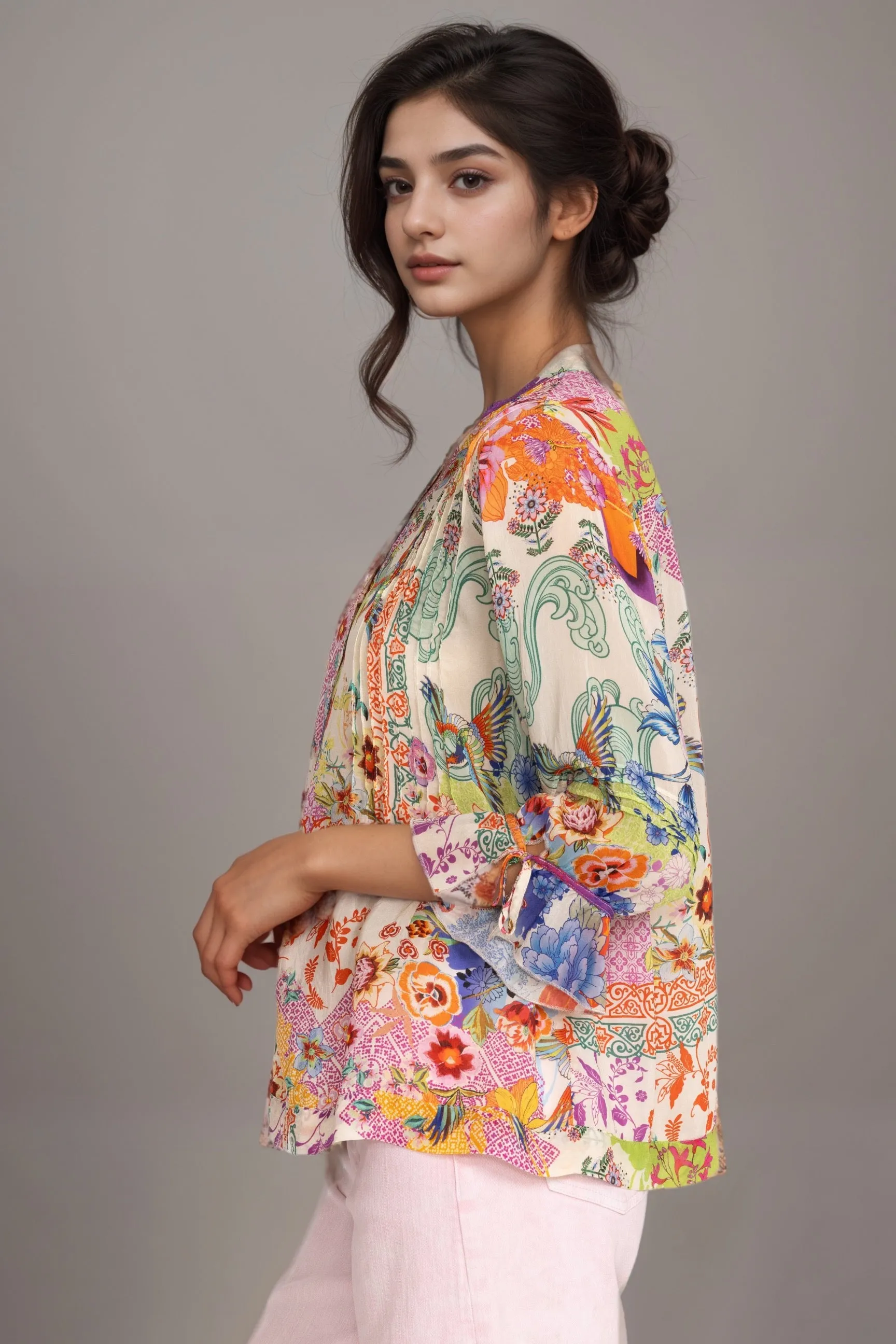 Johnny Was Vacanza Pintuck Blouse C13724B4