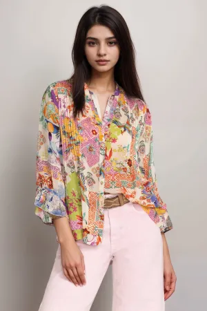 Johnny Was Vacanza Pintuck Blouse C13724B4