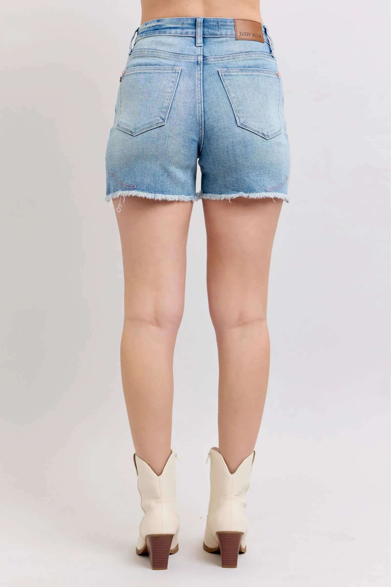 Judy Blue || Darla High Waist Western Embroidery Detail Cut Off Shorts