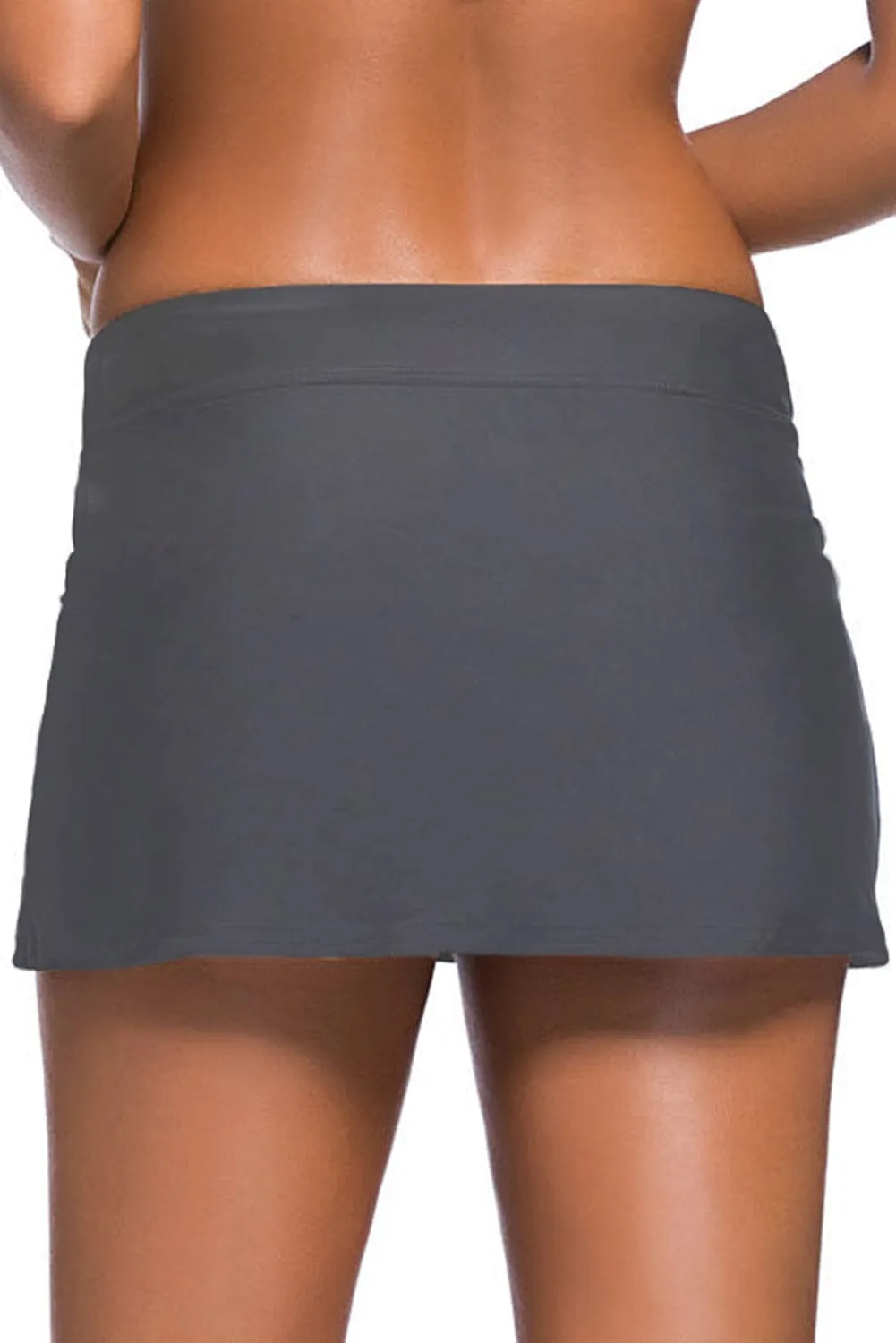 Kalea Boutique Plus Size Grey Skirted Skort Swim Bikini Mini Skirt Bottoms
