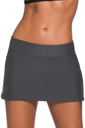 Kalea Boutique Plus Size Grey Skirted Skort Swim Bikini Mini Skirt Bottoms