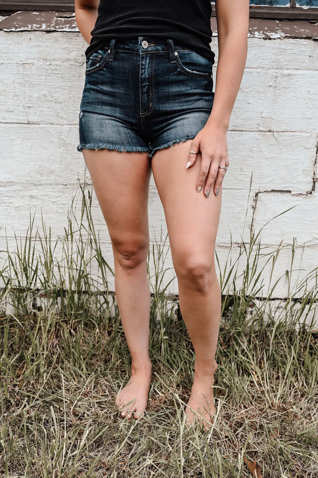 Kancan Dark Wash High Rise Shorts *FINAL SALE*