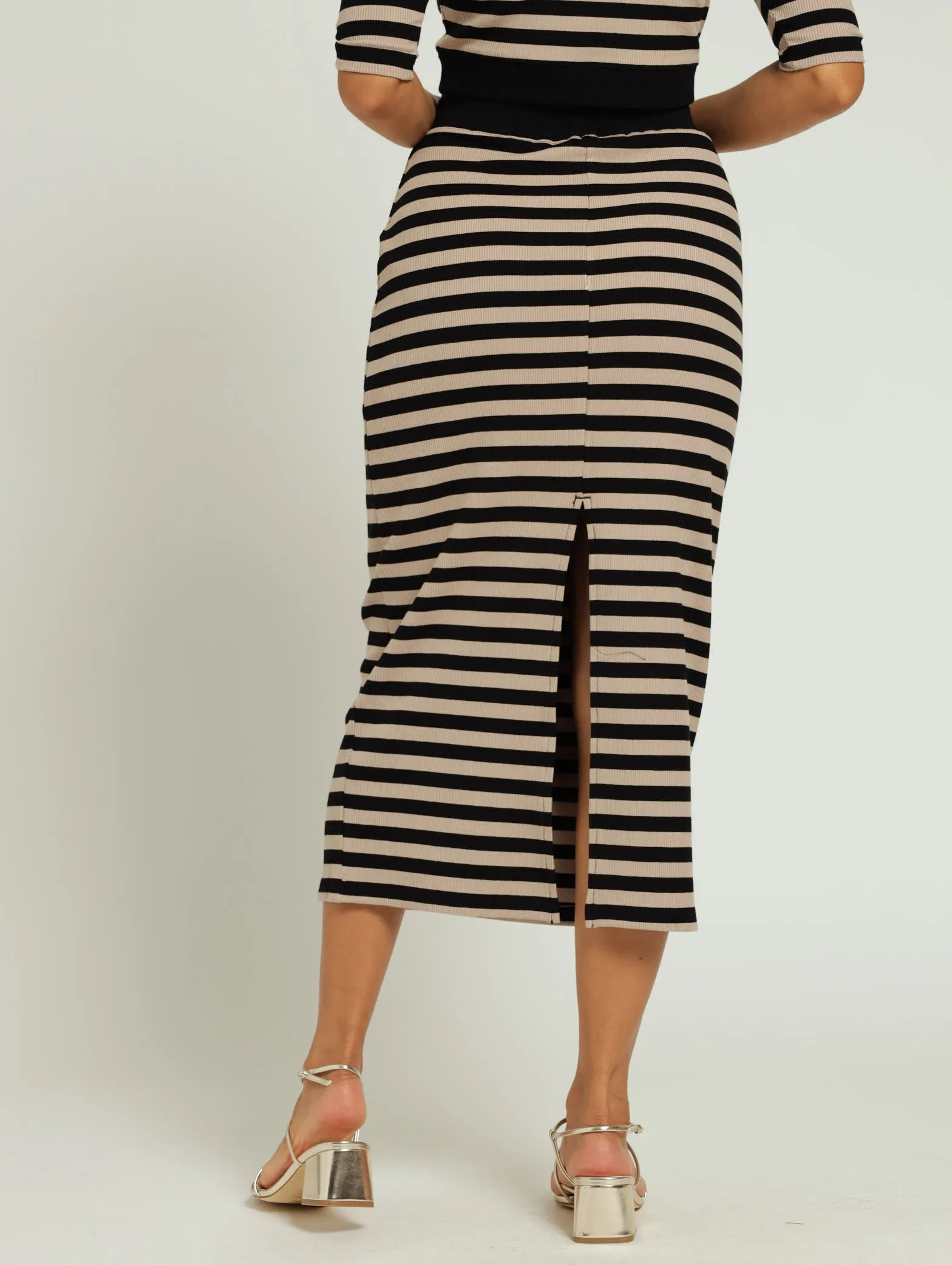 Kinsley Striped Bodycon Skirt - Black