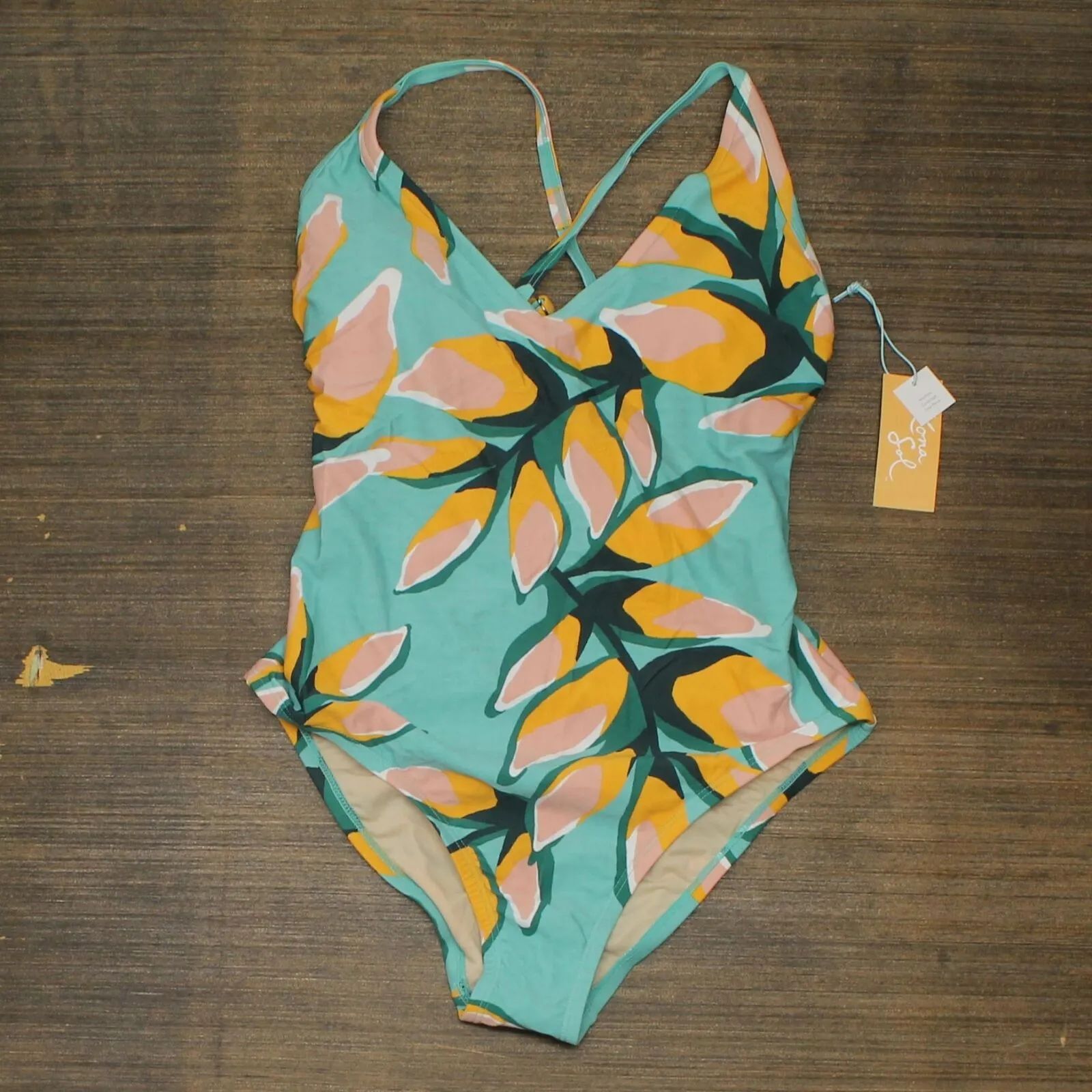 Kona Sol Women's Criss Cross Back Medium Coverage One Piece Swimsuit AFL96